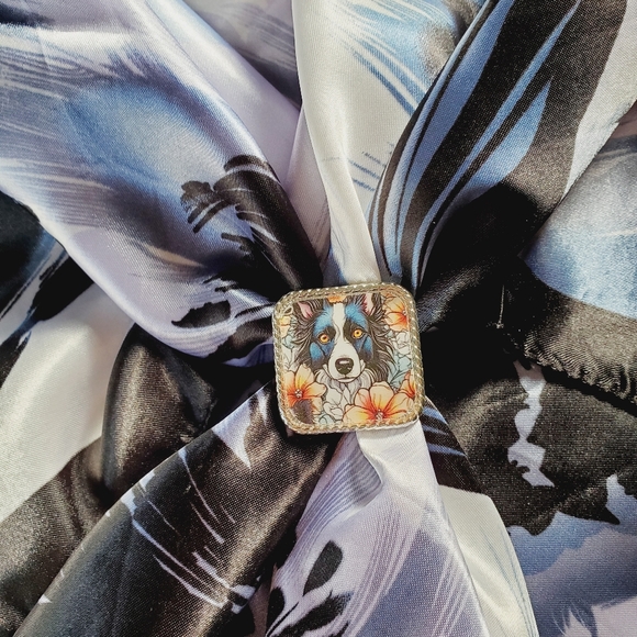 Western scarf slide,scarf slide bling concho, wild rag slides, Dog scarf slide - Picture 2 of 3